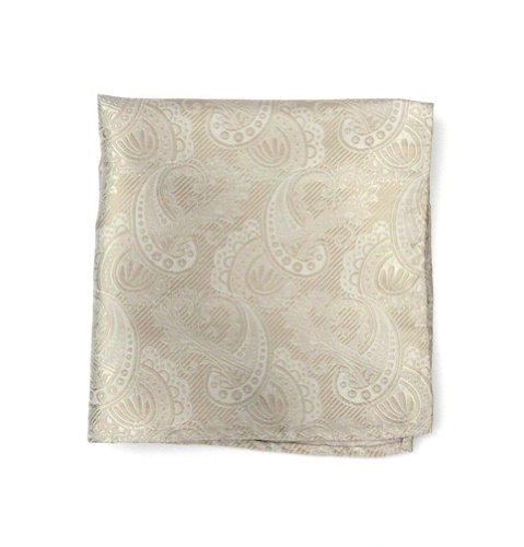 100% Silk Woven Cream Paisley Pocket Square