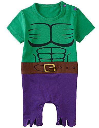 A&J Design Baby Boys' Green Hulk Romper Short Sleeve Costume