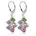 Multicolor Cluster Swarovski Crystal Sparkling Sterling Silver Leverback 1.5" Long Dangle Earrings