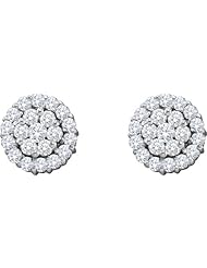1.50ctw Diamond Flower Earrings(He) 14K White Gold