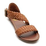 Ollio Women's Braided Strap Flat Sandal Shoes