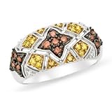 1/2 Carat Red & Yellow Diamond Sterling Silver Ring