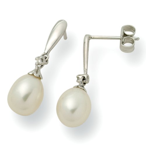 Miore Damen-Ohrringe  375 Wei&szlig;gold mit 2 Brillanten 0,02ct und Perlen MG9004E Preisvergleich