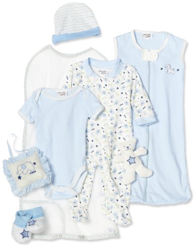 Cutie Pie Baby-Boys Newborn Sleepy Time Elephant Sleepwear Set, Blue, 0-3 Months