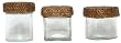 Set of Three 16-20oz Glass Sugar Jars With Woven Rattan Tops (1 ea Triangle, Round, Square)