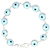 Sterling Silver Sky Blue Color Evil Eye Bracelet