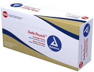 Dynarex Safe-Touch Vinyl Exam Glove Powder Free, Large, 100 Count (Pack of 10)
