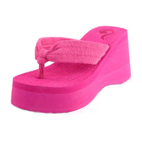 Zehui Womens Summer Sweet Wedge Heel Platform Thong Flip Flops Sandals Slipper Shoes