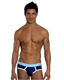 Tri-Color Super Low Cut Brief, Navy/White/Light Blue, Small
