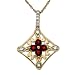 14k Yellow Gold Ruby and Diamond Pendant, 18