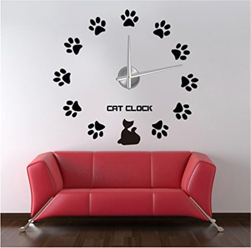 Hongteen Fashion Personality DIY 3D Frameless Wall Clock Wall Sticker for Room Home Decor (Cute Footprint)