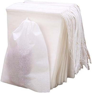 Premium Tea Filter Bags for Loose Tea, Disposable Drawstring Seal, 100 Count