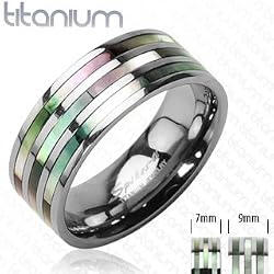 Solid Titanium with Triple Abalone Inlayed Ring