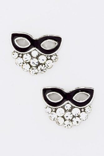 BAUBLES & CO RHINESTONE MASK EARRINGS (Black)