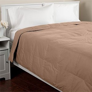 Lightweight Cotton Covered Down Comforter, King, Khaki by 