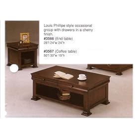 3 pc Louis Philipe Style Coffee Table in Cherry Finish