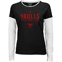 adidas Chicago Bulls Ladies Black Chest Pass Long Sleeve Tissue T-shirt