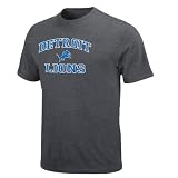NFL Men's Detroit Lions Heart And Soul Ii Adult Short Sleeve Basic Tee (Heather Gray, Large)
