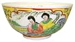 Oriental Rose Medallion 4.5" Bowl - Imperial Yellow Background with Chinese Ladies
