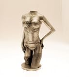 Ooh La La! Sexy Pewter Statue by Kandy - Beautiful Woman In Basque & Stockings Sculpture