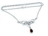 Sterling Silver Goddess Celtic Knot Garnet Necklace