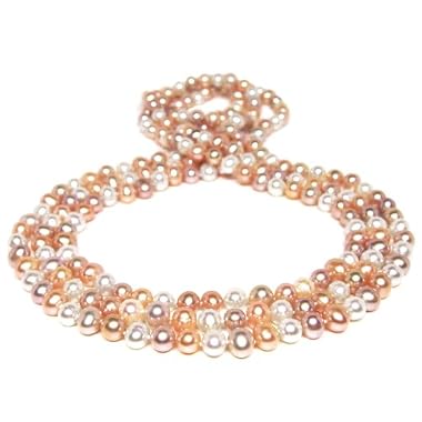 HinsonGayle Glamour Collection Handpicked Naturally Multicolored Cultured Pearl Rope Necklace
