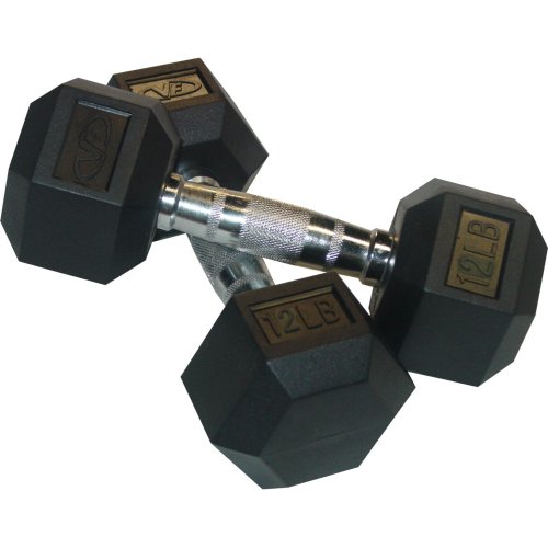 Valor Fitness Rubber Hex Dumbbell's Pair, 12-Pound On Sale