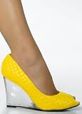 Stylish Quilted Pumps with Clear Wedge from Hot Fash Shoes - MYDARLING Yellow