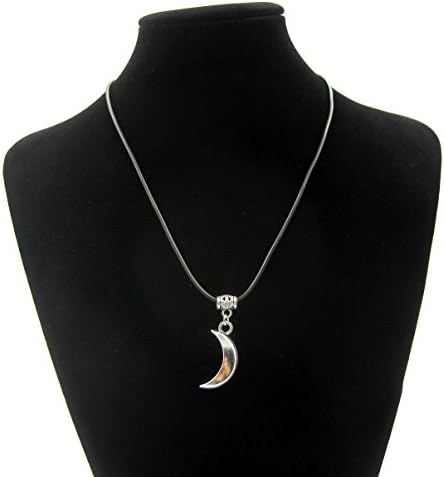 AmazingOS Black Faux Leather Necklace w/ 29 Style Pendant Choker, Feather Necklace, Yin Yang Necklace (Crescent)
