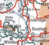Map Marketing Postcode Areas Map Unframed 12.5 Miles/inch Scale W830xH1200mm Ref BIPA