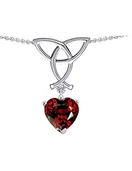 Celtic Love by Kelly (tm) Love Knot Pendant with 8mm Heart Shape Simulated Garnet in 925 Sterling Silver