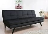Newport Double Cushion Leather Convertible Sofa in Black By Abbyson Living