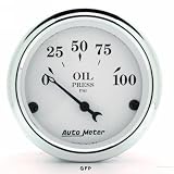 Auto Meter | 1628 2 1/16 Old Tyme White - Oil Pressure Gauge - 0-100 PSI