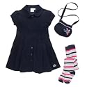 Junior J by Jasper Conran Navy cord dress, bag and tights set