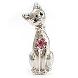 Cute Cat With Green Eyes (Silver Tone)