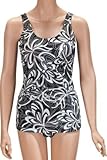Chlorine-Resistant Black-and-White Print Swimsuit