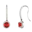 14K White Gold Chatham Created Ruby and Diamond Earrings