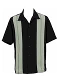 The Kingston - Sage and Black Retro Bowling Shirt