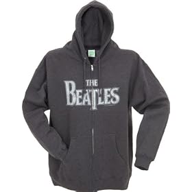 Gear One Beatles Vintage Logo Men's Zippered Hoodie, Charcoal Extra Large