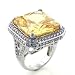 Huge Sparkling CZ Canary In Your Dreams Silver Toned Ring (Size 6,7,8,9,10)