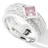 Sterling Silver / Platinum Color Choice Square Insert Cubic Zirconia Ring