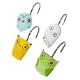 Give a Hoot OWL Shower Curtain Hooks Bath Decor Retro Woodland Creature