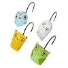 Give a Hoot OWL Shower Curtain Hooks Bath Decor Retro Woodland Creature