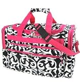 Hot Pink Black White Damask Print Duffle Dance Cheer Gym Bag Large 22