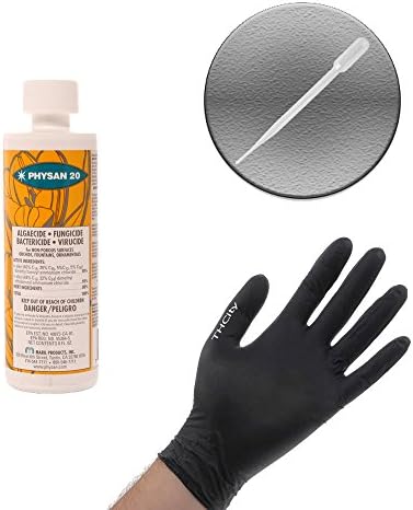 PHYSAN 20 (BACTERICIDE, FUNGICIDE, VIRUCIDE, ALGAECIDE) + THCiTY GLOVES & PIPETTE - 8 OZ