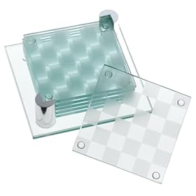 Global Decor Checkerboard Pattern Glass Coasters and Stand, Set of 6 Coasters by Global D�cor