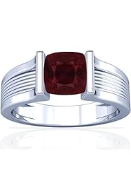 14K White Gold Cushion Cut Ruby Womens Astrological Ring