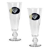 San Diego Padres Oval Logo 2 Piece Pilsner Glass Set with Baseball on Stem