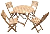 Review Firmans  / FSC Hardwood 4-Seater Patio Dining Set with Windsor Wooden Round Folding Table with 4 Windsor Wooden Folding Chairs