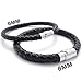 KONOV Black Leather Mens Bracelet Stainless Steel Clasp, 8mm - 7.5